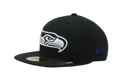 New Era 59Fifty Men Women Cap NFL Team Seattle Seahawks Black Custom Fitted Hat