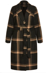 CITY CHIC Plus Checkmate Coat Top Elegant Outwear Long Sleeve Size 20 RRP£119 - Picture 1 of 4