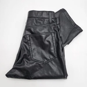 Abercrombie & Fitch Women 90’s Straight Ultra High Black Vegan Leather Pant READ - Picture 1 of 10