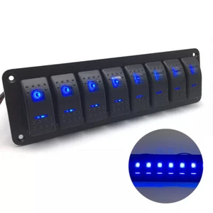 8 Gang Switch Panel Dash Toggle Rocker Switch Boat Car Marine Truck RV Blue LED - Picture 1 of 11