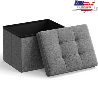 Folding Storage Ottoman Footrest Seat Organizer Living Room Bedroom Office Use - Image 1 of 4