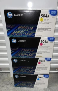 Lot of(4) HP LASERJET 504A  CE251A,CE252A,CE253A Toner Cartridges Set (C,Y,M) - Picture 1 of 4