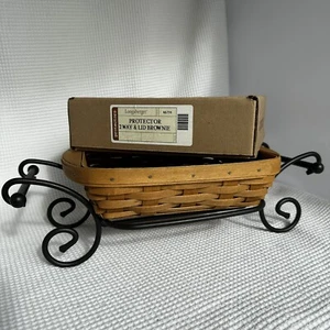 Neu 2004 Brownie Korb von Longaberger Schmiedeeisen Caddy Schutz mit Deckel - Bild 1 von 17
