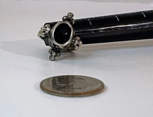 Silber Schwarz Onyx Ring Gr. 6,5 Handarbeit Signiert Kreuzform Cab Religiös 925 - Bild 1 von 4