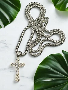 Collana Uomo con Pendente Croce in Acciaio Inossidabile IDEA REGALO UOMO - Imagen 1 de 3