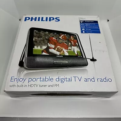 Philips Portable 9" Widescreen HD LCD TV & Radio PT902 In Box Tested Remote - Image 1 of 4