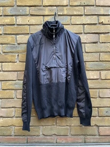 PRADA Double Collar Zip Combined Sweater Men’s Size 50 Black - Picture 1 of 10