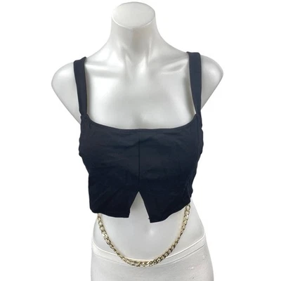 Camiseta sin mangas azul rubor negra cuello cuadrado corte dividido cami camisola camiseta sin mangas M Foto 1 de 4