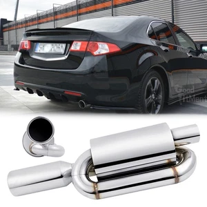 2.5" In 4" Out Twin Loop Exhaust Resonator Muffler Tip Chrome For Honda Accord - Picture 1 of 17