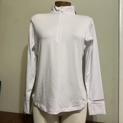 Pullover de golf Golftini Fabulous Mock para mujer blanco plateado pequeño 1/4 cremallera nuevo con etiquetas Foto 1 de 4