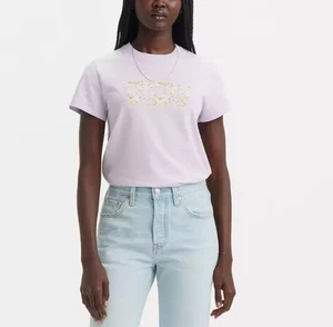 Levi's Women's Perfect Graphic Logo Cotton T-shirt Lavender Size M - Picture 1 of 5