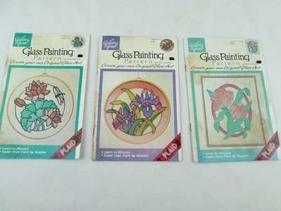 Gallery Glass Painting Patterns Glass Art Lot of 3(lot#2) - Image 1 of 4