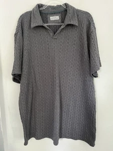 Ike Behar Polo XXL Grey Cable Knit Casual Summer Holiday Johnny Collar - Picture 1 of 8