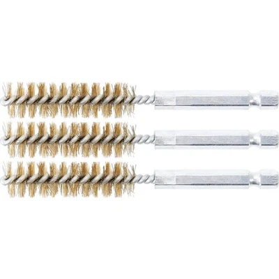 Messingbürste 13 mm mit 1/4" Bitantrieb zum Reinigen und Entgraten 3-tlg. - Bild 1 von 2