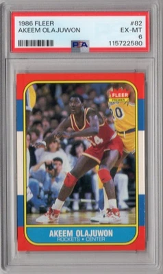 Fleer Akeem Olajuwon #82 1986-87 RC PSA 6 - bien centrado Foto 1 de 2