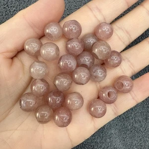 Cuentas sueltas de cuarzo fresa natural de 10 mm con agujero grande para hacer joyas 20/40 un. - Imagen 1 de 8