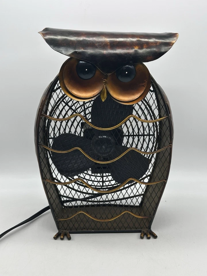 Ventilador Eléctrico Deco Breeze Bronce Metal Negro 12" Búho Dos Velocidades Foto 1 de 4