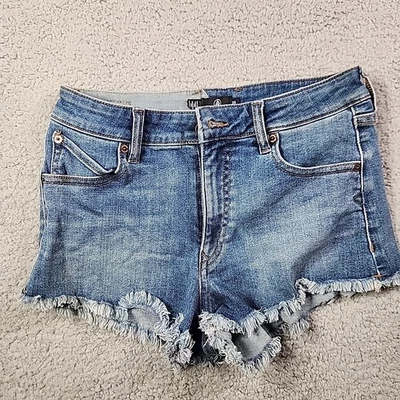 Volcom Jean Shorts Women size 26 cut off distressed stoney stretch mid rise blue - Image 1 of 4