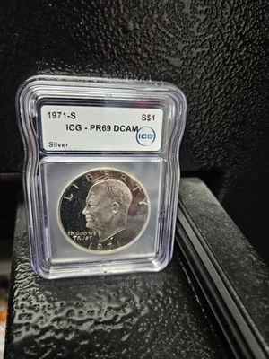 1971 S Proof Silver Eisenhower Dollar ICH PR69 DCAM! - Image 1 of 2