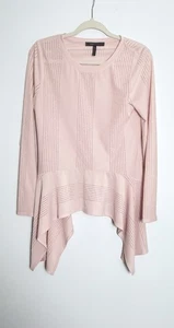 BCBG Maxariza Mujer Túnica Blusa Camisa Top Pequeña Manga Larga Elastizada Rosa - Imagen 1 de 5