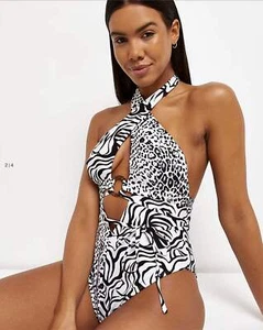 River Island Halter Wrap Swimsuit - Picture 1 of 6