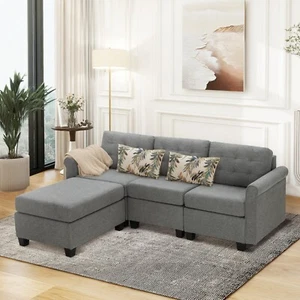 Convertible Sectional Couch L-Shaped Sofa Set with Storage Chaise Living Room - Picture 1 of 8