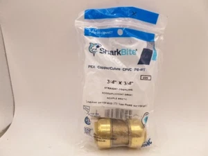 SHARKBITE U016LF 3/4" IN. X 3/4" IN PUSH-TO-CONNECT BRASS COUPLING FITTING - Picture 1 of 2
