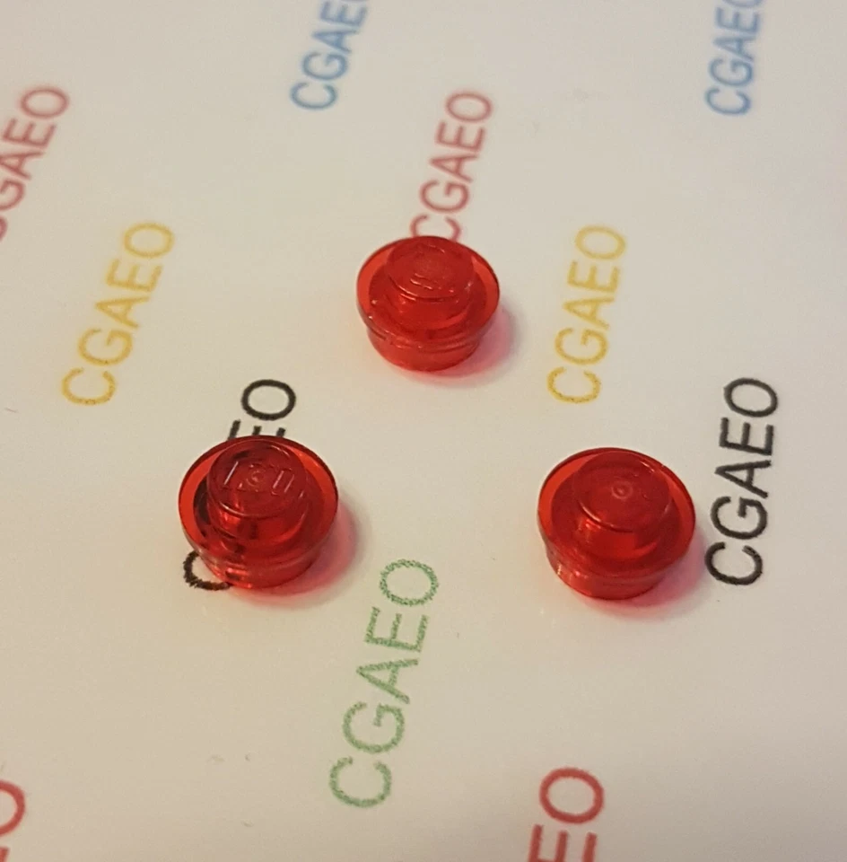 3 X  Lego 4073 Plate, Round 1 x 1 Straight Side Trans-red - Photo 1/1