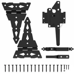 Black Gate Hinge & Latch Set, Decorative Gate Kit - Picture 1 of 7