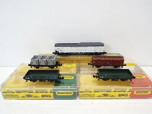 LOTE DE TRABAJO MINITRIX N GAUGE RASTRILLO DE 5 VAGONES TODOS EN CAJA BUENA (N73) - Imagen 1 de 4
