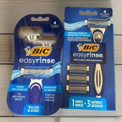 1 maquinillas de afeitar desechables BIC Easy Rinse para hombre 4 hojas 2 unidades + 1 recargable Foto 1 de 2