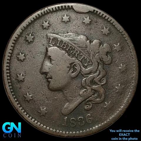 1836 Coronet Head Large Cent  #E5556 Cover