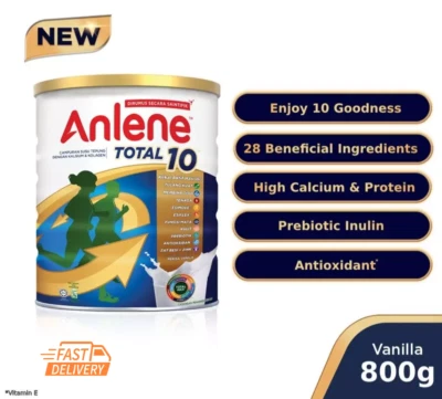 1x ANLENE Total 10 Calcium & Collagen Adult Milk Powder  VANILLA 800g FREE SHIP! - Image 1 of 4