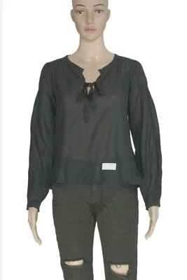 Odd Molly Remix Embroidered Crochet Lace Long Sleeve Black Blouse Top New XS 0 - Image 1 of 4