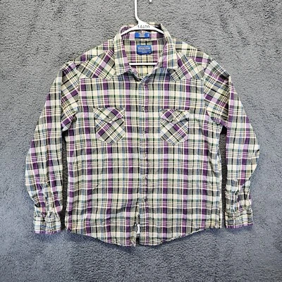 Camisa Pendleton Epic Para Hombres XL Púrpura A Cuadros Ajustada Mangas Largas Perla Broches de presión Foto 1 de 4