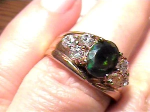 ANILLO PLATA ESTERLINA 925 ÓPALO NEGRO 9 ELEGANTE PRINCESA ZAFIRO BLANCO - Imagen 1 de 7