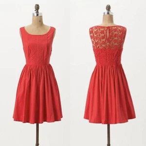 Anthro Moulinette Soeurs Melora Sweet Enticement Dress Womens Size 0 Red-Orange - Picture 1 of 10