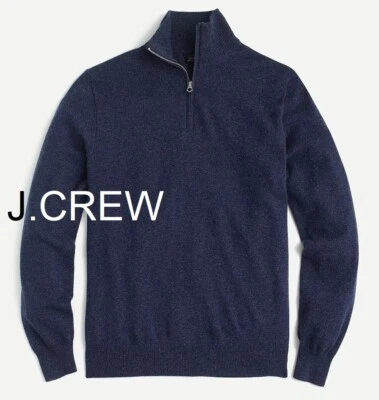 J.CREW pure 100% cashmere 1/2 half zip sweater navy blue mock neck 1/4 S new NWT - Image 1 of 4