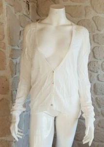 Gilet blanc avec soie neuf taille L marque Lauren Vidal étiqueté 112€ (cm) - Imagen 1 de 4