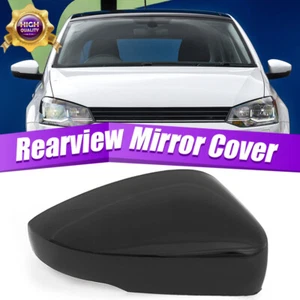 Door Wing Rearview Mirror Cover Cap Right Side Gloss Black For VW Polo 2009-2018 - Picture 1 of 9