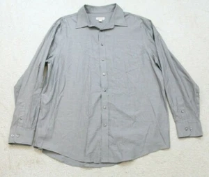Gray Long Sleeve Men's Dress Shirt Merona 17-17.5 Cotton Polyester Mans Top X35 - Picture 1 of 4