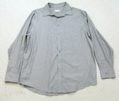 Gray Long Sleeve Men's Dress Shirt Merona 17-17.5 Cotton Polyester Mans Top X35 - Image 1 of 4