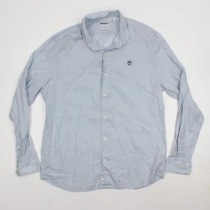 Timberland Linen Shirt Size XL Slim Fit Blue Mens Long Sleeve Linen 100% Summer - Picture 1 of 9
