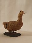 Antique Putz Composition Farmyard Goose Figurine On 8 Sided Wood Base Germany