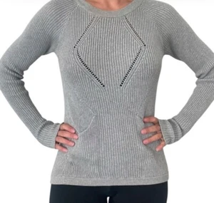 Lululemon Damen Größe 4 grau Langarm Pullover Shirt mit Taschen Daumenlöchern - Bild 1 von 6