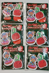 Jasco 6 Christbaumschmuck Radiergummis alle gleich Vintage Posten 80er Retro Bär & Maus - Bild 1 von 15