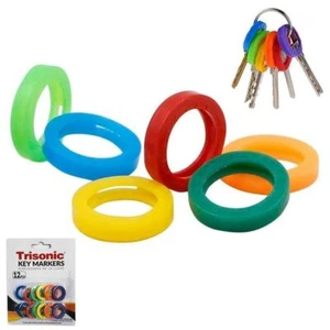 12 Pc Rubber Color Soft Key Top Cover Topper Caps ID Marker Case Keyring Tags - Picture 1 of 1