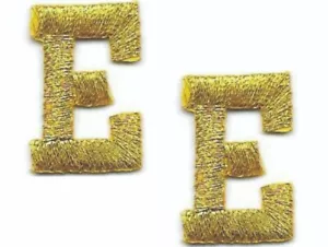 Metallic Gold Letter E Patch Embroidered Cut out Iron on (1" in) Lot of 2 - Picture 1 of 2