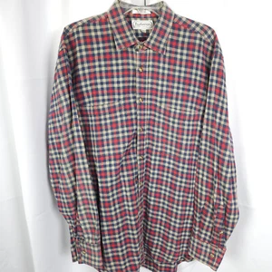 Burberrys of London Mens Large Flannel Plaid Button Down Up Shirt Made In USA - Picture 1 of 7