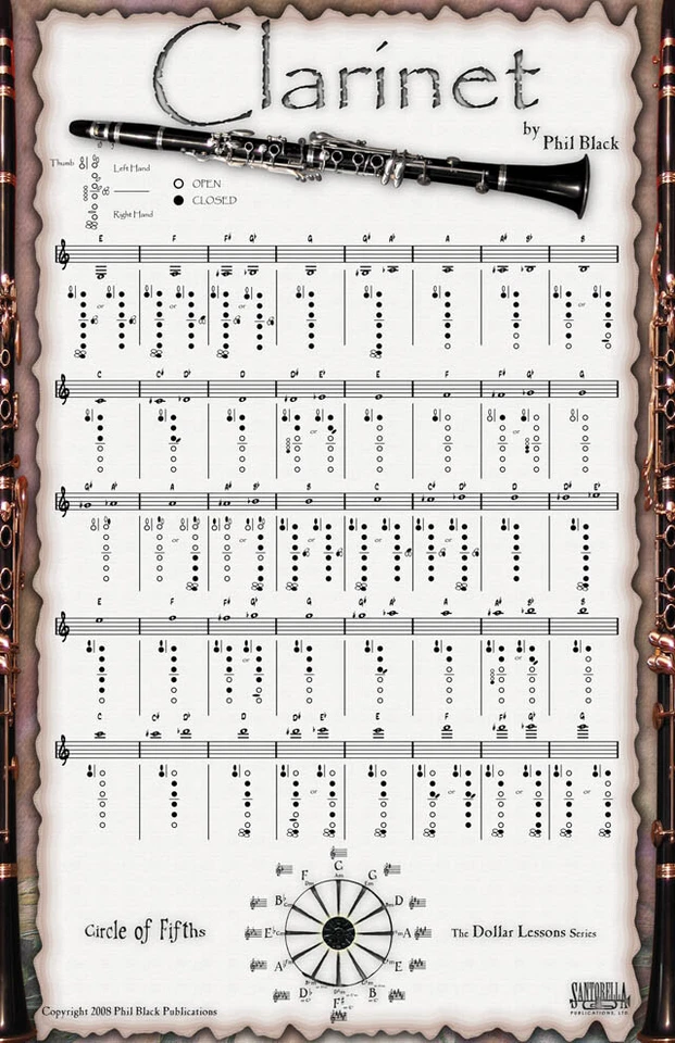Instrumental Fingering Chart Poster for Clarinet * Ships from the publisher! - Image 1 of 1